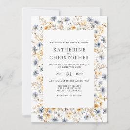 Dusty Blue Wildblumen - alles in einer Hochzeit Einladung