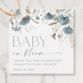 Dusty Blue Wildblumen Baby in Blütendusche Geschenkanhänger