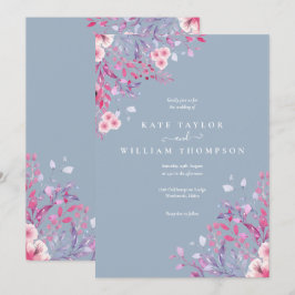 Dusty Blue Wildblumen BlumenWedding Einladung