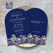 Dusty Blue Wildblumen Elegant Arch Navy Hochzeit