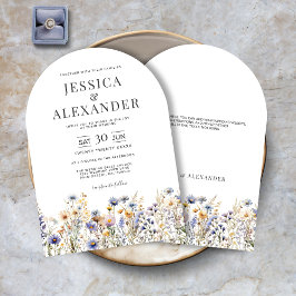 Dusty Blue Wildblumen Elegante Arch Wedding Einladung