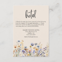 Dusty Blue Wildblumen Elegantes Beige Wedding Hote Begleitkarte