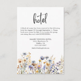 Dusty Blue Wildblumen Elegantes Wedding Hotel Begleitkarte