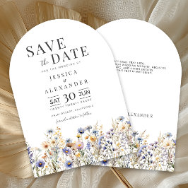 Dusty Blue Wildblumen Wedding Arch Save the Date Einladung