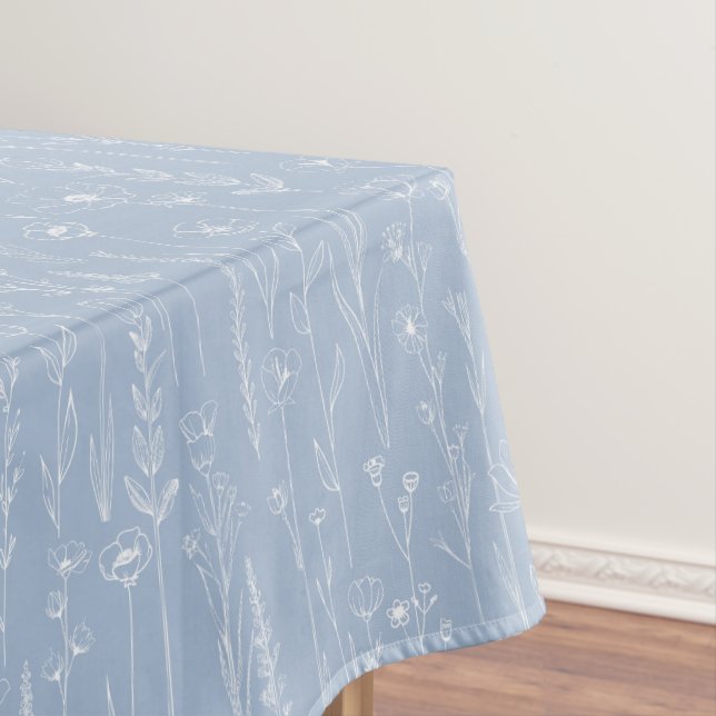 Dusty Blue Wildflower Baby Shower Tablecloth Tischdecke (Beispiel)