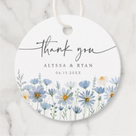 Dusty Blue Wildflower Floral Wedding Geschenkanhänger