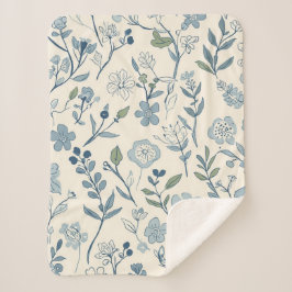 Dusty Blue Wildflower Meadow Botanical Pattern Sherpadecke