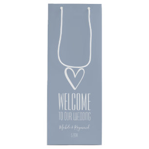 Dusty Blue Willkommen bei unserer Hochzeit Geschenktüte Für Weinflaschen