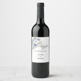 Dusty Blue Wine Flasche Danke-Label Weinetikett