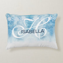 Dusty Blue Winter Script Calligraphy Monogram