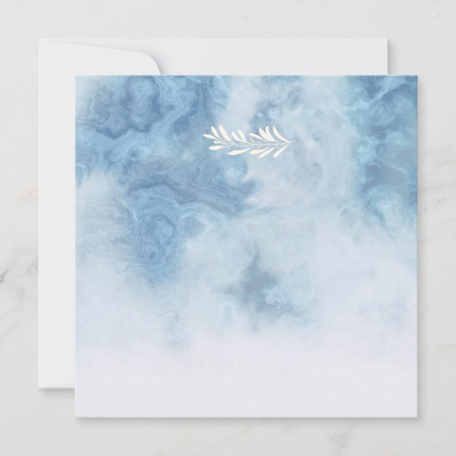 Dusty Blue Winter Script Calligraphy White Branch Einladung (Vorderseite)