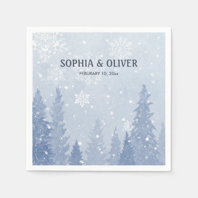 Dusty Blue Winter Wonderland Serviette (Vorderseite)