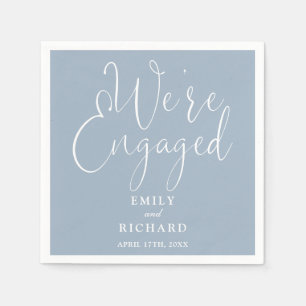 Dusty Blue Wir sind eine Verlobte Script-Engagemen Serviette