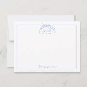 Dusty Blue Wreath Couple Initial Border Stationery Mitteilungskarte
