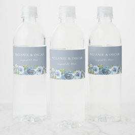 Dusty Blue Yellow Botanical Wedding Water Flasche