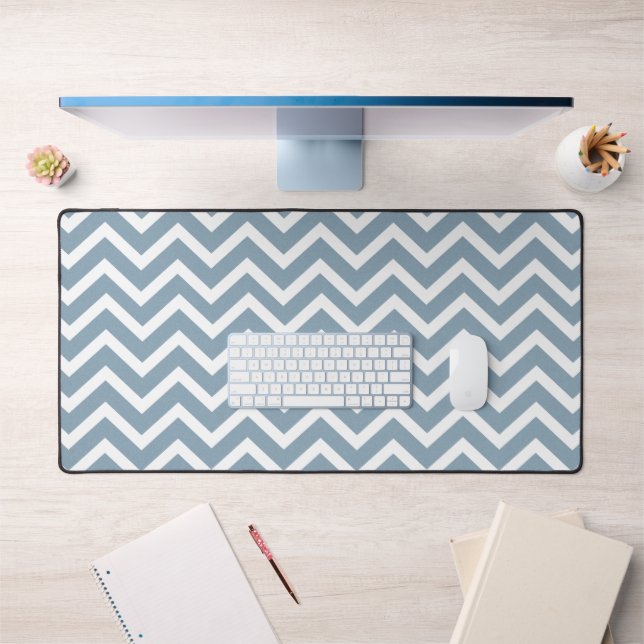 Dusty Blue Zickzack Zigzag Desk Mat Schreibtischunterlage (Büro 1)