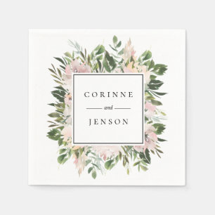 Dusty Blumengrün Personalisiertes Papier Napkins Serviette