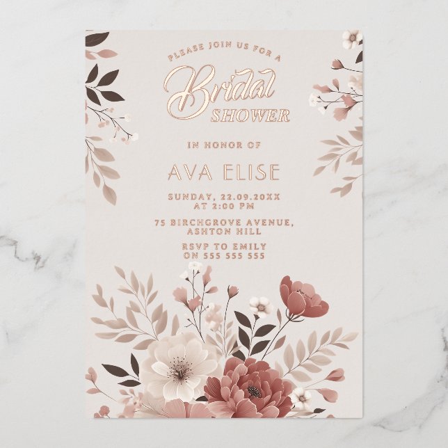 Dusty Blush Brautparty Folieneinladung (Vorderseite)