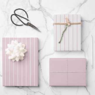 Dusty Blush Pink Pinstreifen - Klassischer Minimal Geschenkpapier Set