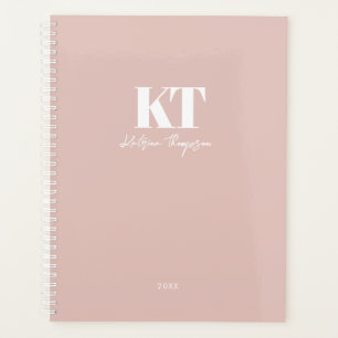 Dusty Blush Pink Signature Script Monogram Modern Planer