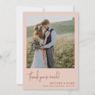Dusty Blush Romantisches Personalisiertes Foto Hoc Dankeskarte