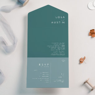 Dusty Boho   Blau und Grün Siegel und Senden All In One Einladung