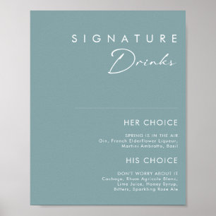 Dusty Boho Blaue Signature-Getränke-Schilder Poster