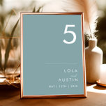 Dusty Boho | Blaue Tischnummer<br><div class="desc">Dieser Dusty Boho | Blaue Tischnummer ist perfekt für Ihre farbenfrohe rustikale Hochzeit. Das einfache, einzigartige moderne Design, begleitet von einem zeitgenössischen minimalistischen Drehbuch und einer staubblauen Farbpalette, verleiht diesem Produkt ein klassisches böhmisches Ambiente. Behalt es so, wie es ist, oder wähle es aus, um es mit Kunstwerken oder Grafiken...</div>