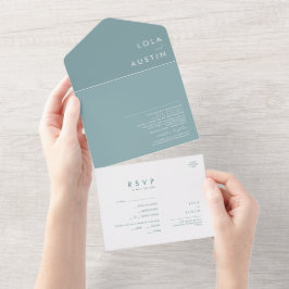 Dusty Boho | Blaues Siegel und Senden Sie alles in All In One Einladung