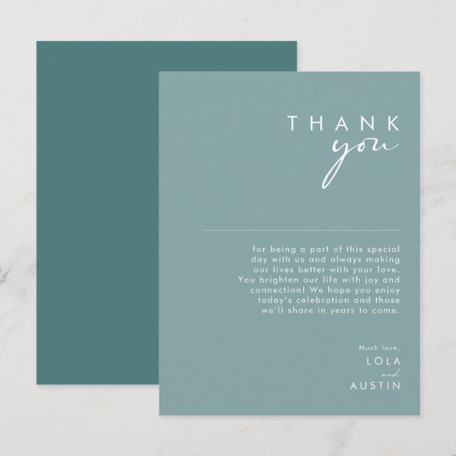 Dusty Boho Blue & Green Empfang Danke, Card Postkarte (Vorne/Hinten)