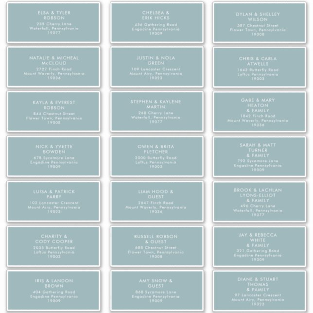 Dusty Boho | Blue Guest Address Labels (Vorderseite)