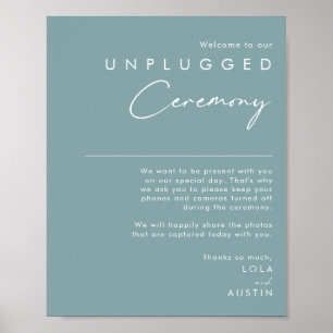Dusty Boho Blue Unplugony Zeremony Sign Poster