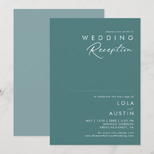 Dusty Boho   Grüne und blaue Hochzeitsempfehlung Einladung