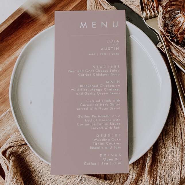 Dusty Boho | Menu du dîner Rose et violet Mariage (Créateur téléchargé)