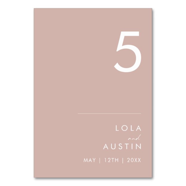 Dusty Boho | Numéro de table Rose (Par défaut)