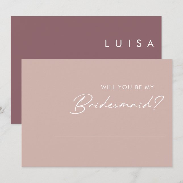 Dusty Boho Rose et carte de proposition de femme d (Devant / Derrière)