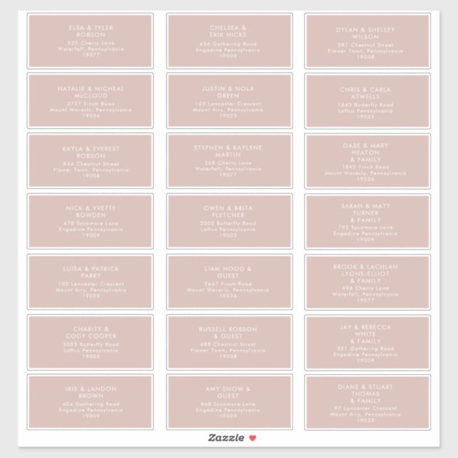 Dusty Boho | Rose Étiquettes de adresse invités (Feuille)