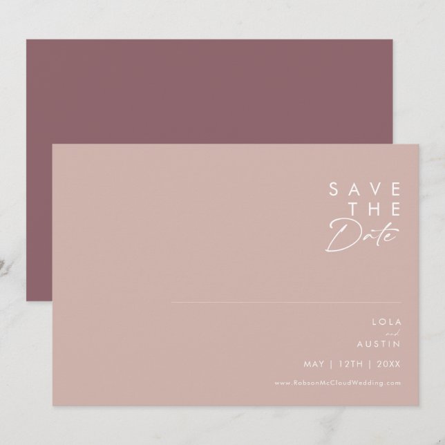 Dusty Boho | Rose und Lila Horizontal Gerettet Save The Date (Vorne/Hinten)