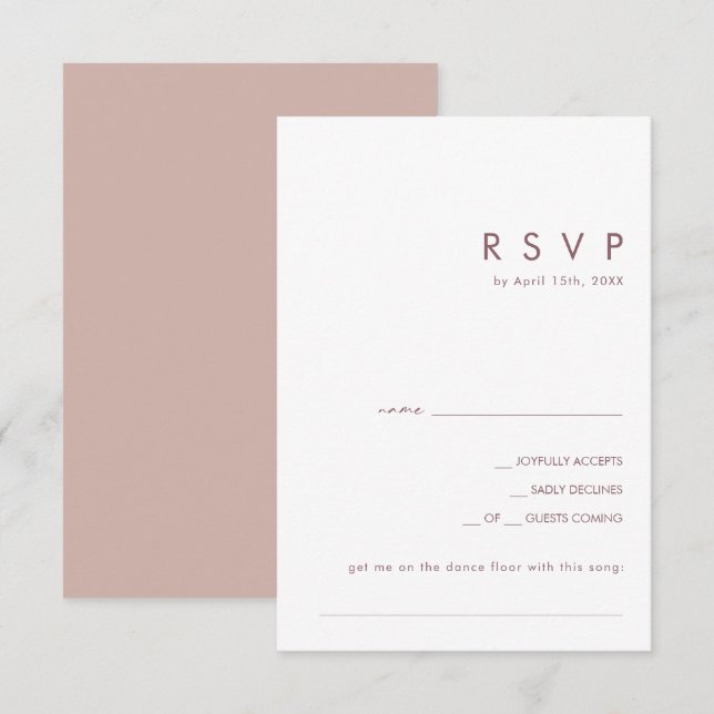 Dusty Boho | Rose und Lila Song-Anfrage RSVP Karte (Vorne/Hinten)