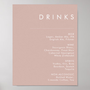 Dusty Boho   Rose Wedding Drinks Menü Signatur Poster