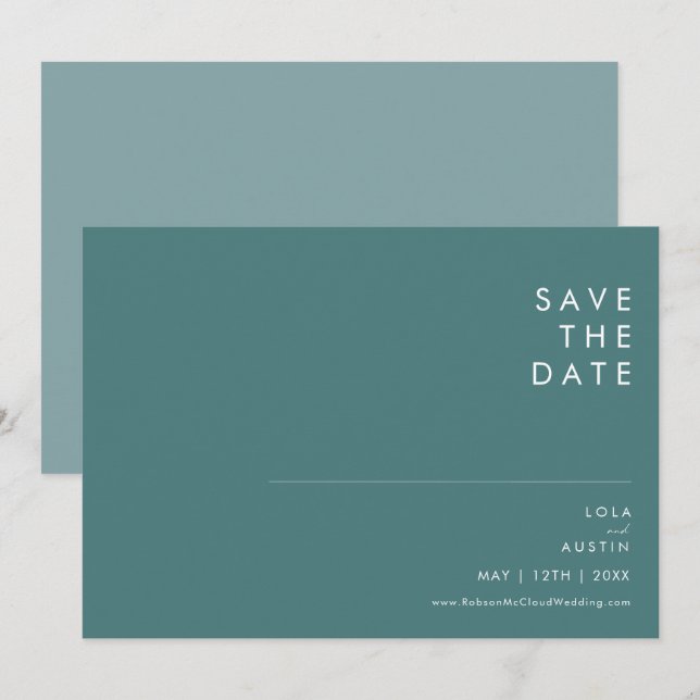 Dusty Boho | Save the Date grün & blau (Vorne/Hinten)