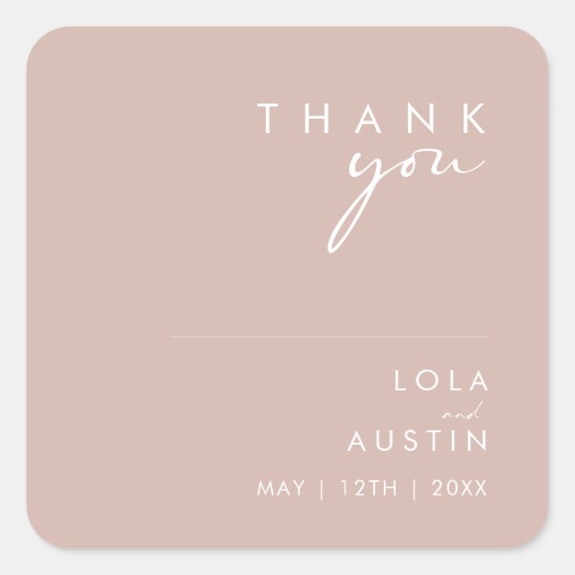Dusty Boho | Sticker Carré Rose Merci (Devant)