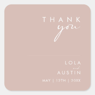 Dusty Boho   Sticker Carré Rose Merci