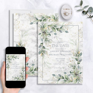 Dusty Botanische Vegetation Gold-Marmor Save the D Date