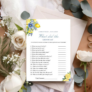 Dusty Bride & Groom Trivia Brautparty Card Ankündigung