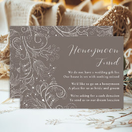 Dusty Brown Elegant Floral Wedding Honeymoon Fund Begleitkarte