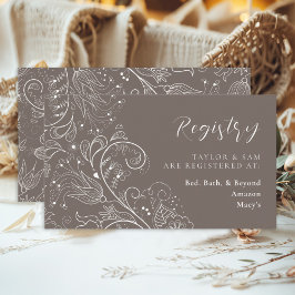Dusty Brown Elegant Floral Wedding Registry Begleitkarte