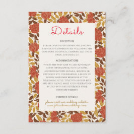 Dusty Brunt Orange Peony Blume Hochzeit im Herbst Begleitkarte