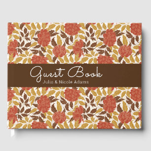 Dusty Brunt Orange Peony Blume Hochzeit im Herbst Gästebuch