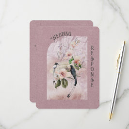 Dusty Burgund Magnolia Blüten und Hochzeiten von V RSVP Karte